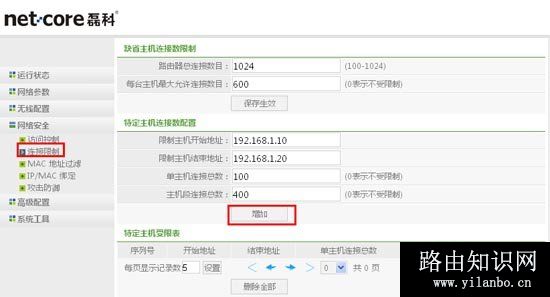 Netcore磊科路由器怎么设置限速(连接限制)？